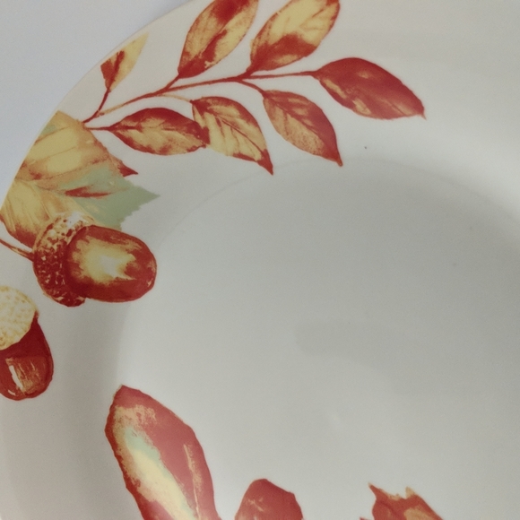 Porcelain 4 Fall Harvest Rustic Leaves Dinner Plates - Picture 3 of 6